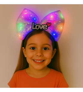 LED Işıklı Love Yazılı Mor Fiyonk Taç – Kız Çocuk Parti Tacı