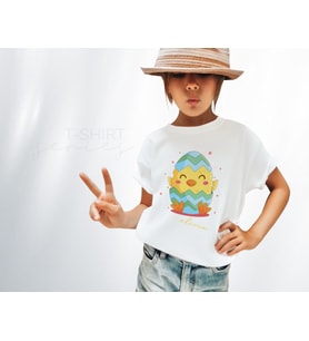 BK Gift Paskalya Tasarımlı Kız Çocuk Beyaz T-shirt, Arkadaşa Hediye, Doğum Günü Hediyesi, Trend Tişört, Paskalya Bayramı-2