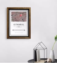 BK Gift Kişiye Özel Renkli İstanbul Haritası Tasarımlı Doğal Masif Ahşap Çerçeveli Tablo 45x65cm-2