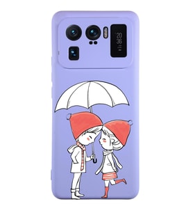 Xiaomi Mi11 Ultra Uyumlu Lansman Kılıf Aşk Tasarımlı İçi Kadife Kapak-Lila (Şeffaf)