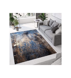 Rovigo Home Dijital Baskı Yıkanabilir Kaymaz Taban Salon Halısı  RVG0671 (Mavi)