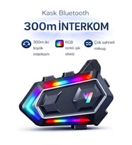 Y2-MAX RGB 4xEQ Ses IPX6 Su Geçirmez 2Kişi 300mt İNTERCOM 5.3 Bluetooh Kask Kulaklığı