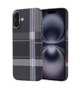 Lexroo iPhone 16 Plus Kılıf M-safe Şarj Özellikli Karbon Fiber Görünümlü Nekst Kılıf - Gri-Siyah