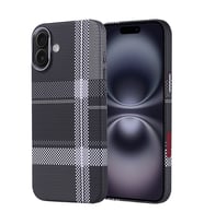 Lexroo iPhone 16 Plus Kılıf M-safe Şarj Özellikli Karbon Fiber Görünümlü Nekst Kılıf - Gri-Siyah