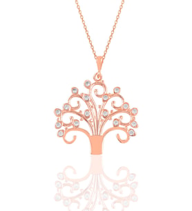 Söğütlü Silver Gümüş rose  zirkon taşlı dilek ağacı kolye