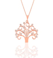 Söğütlü Silver Gümüş rose  zirkon taşlı dilek ağacı kolye