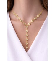 Kadın Gold Renk Zirkon Taşlı Özel Tasarım Y Model Kolye (Beyaz)