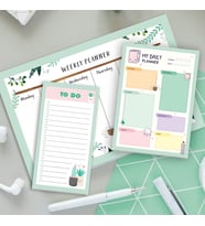 Haftalık, Günlük Planlayıcı Set - 50 Sayfa Tarihsiz Masaüstü Planner - Gençler, Kızlar, Yetişkinler için To Do List - 3 Parça - Green Serisi