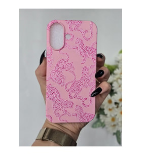 Iphone 16 Uyumlu İçi Kadife Lansman Leopar Baskılı Kılıf