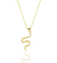 Gümüş altın yaldızlı zirkon taşlı yılan kolye SGTL12556GOLD
