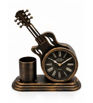 Gitar tasarımlı Kalemlikli Retro Masa Saati