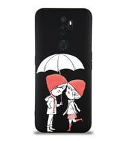 Oppo A9 2020 Uyumlu Lansman Kılıf Aşk Tasarımlı İçi Kadife Kapak-Siyah (Şeffaf)