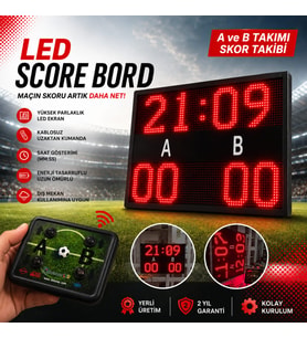 LED Skorbord Kumandalı Futbol ve Halı Saha Skor Tabelası 50x70cm
