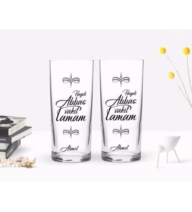 BK Gift Kişiye Özel Renkli Baskılı Haydi Abbas Vakit Tamam Tasarımlı İkili Rakı Bardağı Seti-1 (Beyaz)