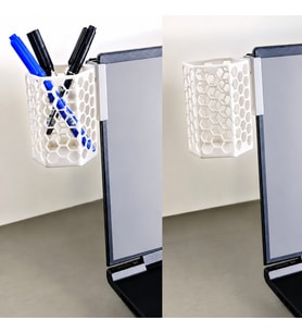 3D Baskı Monitor Kalemlik - Petek Desenli Laptop Kenar Altıgen Kalemlik-Beyaz