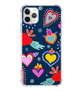 PrintiFy Apple iPhone 11 Pro Uyumlu Retro Color 3 Baskılı Şeffaf Köşe Korumalı Antişok Kılıf