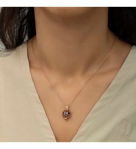 Gümüş Rose Kafesli Lotus Bayan Kolye