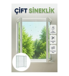 Kesilebilir Fileli Çift Kanat Pencere Sinekliği – PVC, Ahşap ve Alüminyum Pencerelere Uyumlu