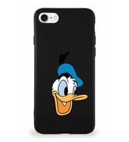 Apple iPhone 8 Soft Premier Kapak Donald Duck-A Tasarımlı Silikon Kılıf - Siyah (Şeffaf)