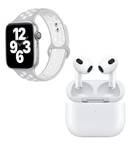 Apple Uyumlu Watch 7 Nike 44 Gümüş Akıllı Saat Airpods Seri 3 Anc Bluetooth Kablosuz Kulaklık