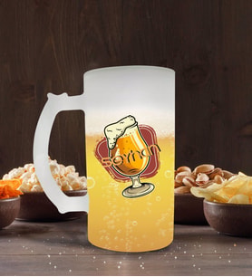 BK Gift Kişiye Özel İsimli Buzlu Cam Bira Bardağı 50cl-114 (Beyaz)