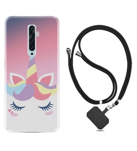 Oppo Reno 2Z 4 Lite 4 Pro 5 6 7 A31 Kılıf Boyun Askılı Silikon Sweety Unicorn 1737