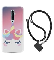 Oppo Reno 2Z 4 Lite 4 Pro 5 6 7 A31 Kılıf Boyun Askılı Silikon Sweety Unicorn 1737