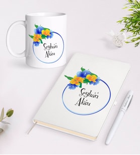 BK Gift Kişiye Özel İsimli Beyaz Defter Kalem Kupa Seti-17