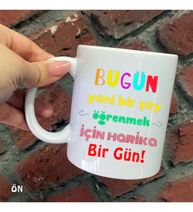Size Özel Tüm Renkli Duvar Yazısı  Seramik Baskılı Kupa Bardaklar