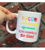 Size Özel Tüm Renkli Duvar Yazısı  Seramik Baskılı Kupa Bardaklar