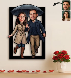 BK Gift Kişiye Özel Sevgili Karikatürlü 3D Ahşap Tablo -4, Fotoğraftan Karikatür, Sevgililer Günü Hediyesi, Ev Hediyesi