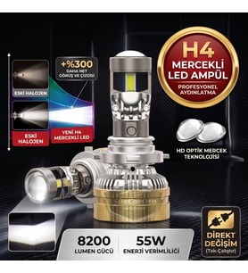H4 Lazer Mercekli Far Ampulü Ufuk Çizgili Araç Motosiklet Projektör LED Xenon Şimşek Etkili 12/36v