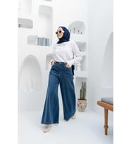 1162-Denim Pantolon Etek Koyu Mavi