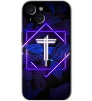 İphone 15 Kılıf HD Desen Baskılı Kılıf - Dark Neon Yaprak T Harfi