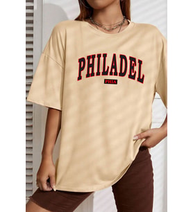 Unisex Philadelphia Baskılı T-shirt (Bej)