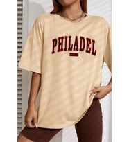 Unisex Philadelphia Baskılı T-shirt (Bej)