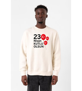 23 Nisan Balon Ekru Erkek 2ip Sweatshirt