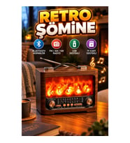 Retro Şömine Efektli Bluetooth Hoparlör – FM AM SW Radyo, USB ve TF Kart Destekli