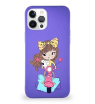 Apple iPhone 12 Pro Max Soft Premier Kapak Vespagirl Tasarımlı Silikon Kılıf - Mor (Şeffaf)