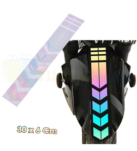 Motosiklet Çamurluk Şerit Renkli Hologram Motosiklet Çıkartma Sticker Yapıştırma Etiket 30 X 6 Cm