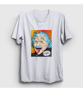 Presmono Unisex Beyaz Pop Art Scientist Albert Einstein T-Shirt 338090tt