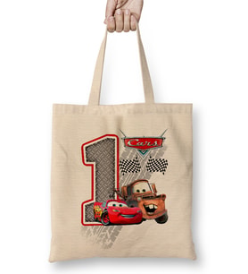 Şimşek Mcqueen 1 Bir Yaş Hediyesi Bez Çanta Uzun Saplı