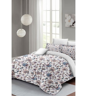 Çift Kişilik ( Lastikli Çarşaflı ) %100 Pamuk Saten Nevresim Takımı Elegant Floral Luxury
