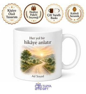 Yol Temalı Hayat Yolculuğu Baskılı Porselen Kupa Bardak Hediye