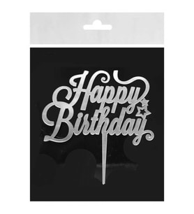 PASTA SÜSÜ PLEKSİ HAPPY BIRHDAY GÜMÜŞ PK:1-