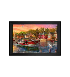 Manzara Temalı Kanvas Tablo 80 x 110 cm Siyah Çerçeve