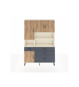 Arges Dolap 9 Raflı 4 Çekmeceli 4 Kapaklı 132x30x195 Aytaşı-Çam/Antrasit