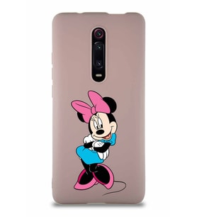 Xiaomi Redmi K20 Pro Soft Premier Kapak Minnie Mouse-D Tasarımlı Silikon Kılıf - Pudra (Şeffaf)