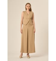 FTZ Women Kadın Yelek Etek Çizgili Takım Beige 31147