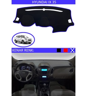 Hyundai İX35 İçin Uygun Torpido Koruma Halısı Siyah Kenar Renk Mavi